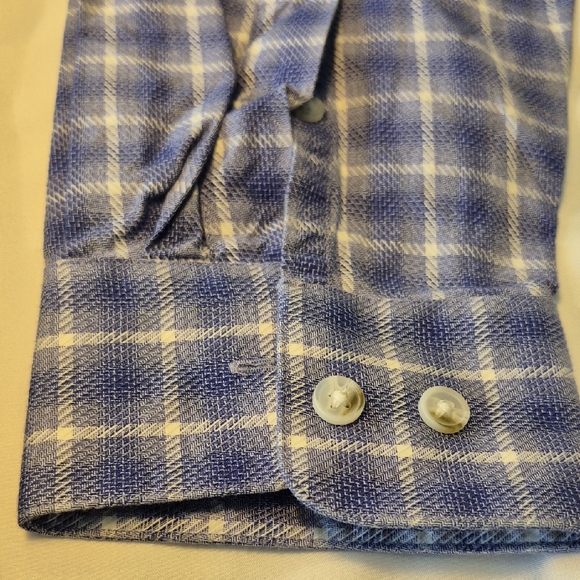 Paul Fredrick Long Sleeve Button Down Purple and White Plaid Men's Shirt - Picture 5 of 15